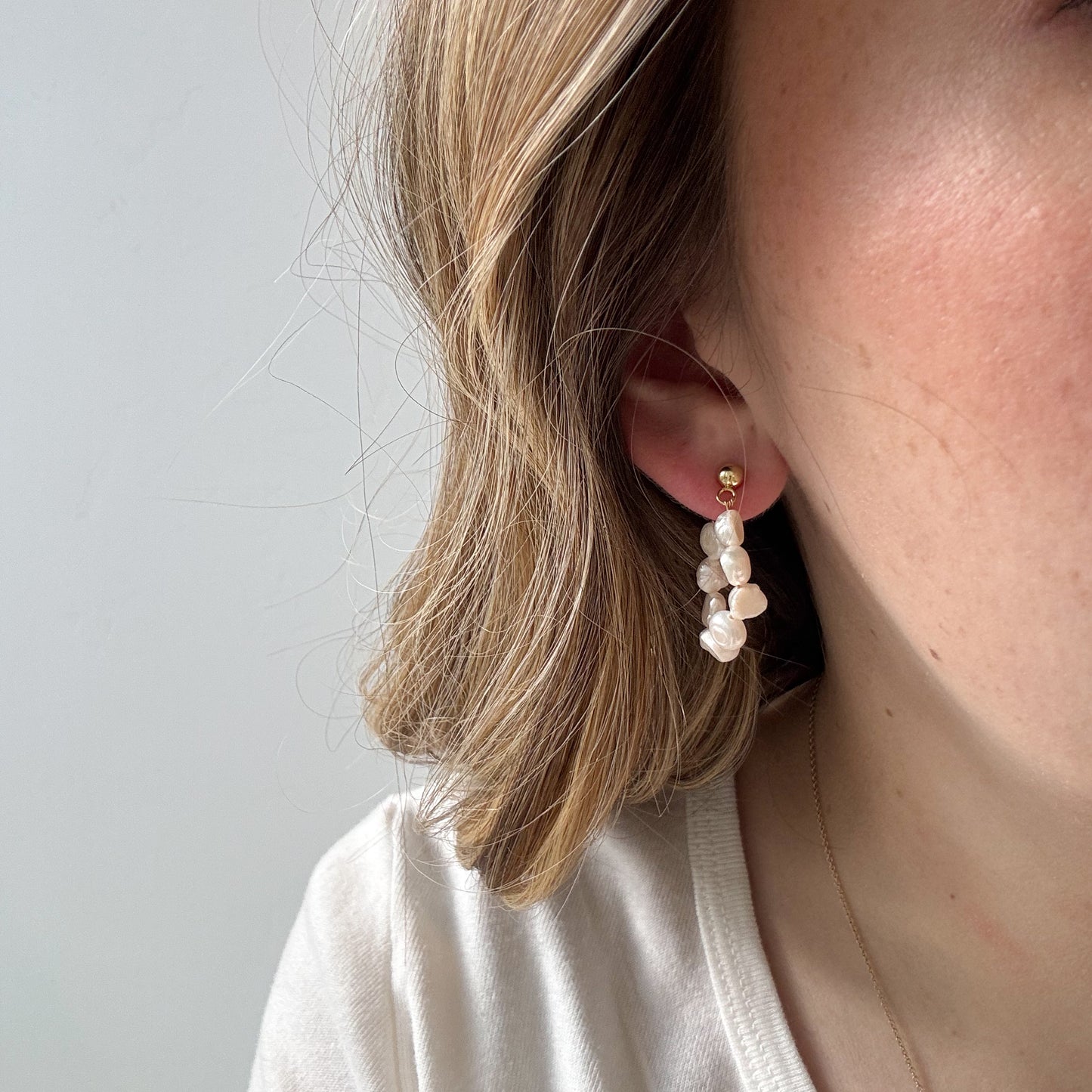 Pearly Hoop Stud
